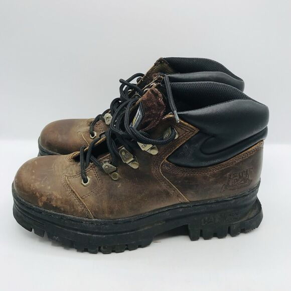 Caterpillar Work Boots Brown Leather Shoes Workwear Outdoor Hiking Mens 10 main image 11